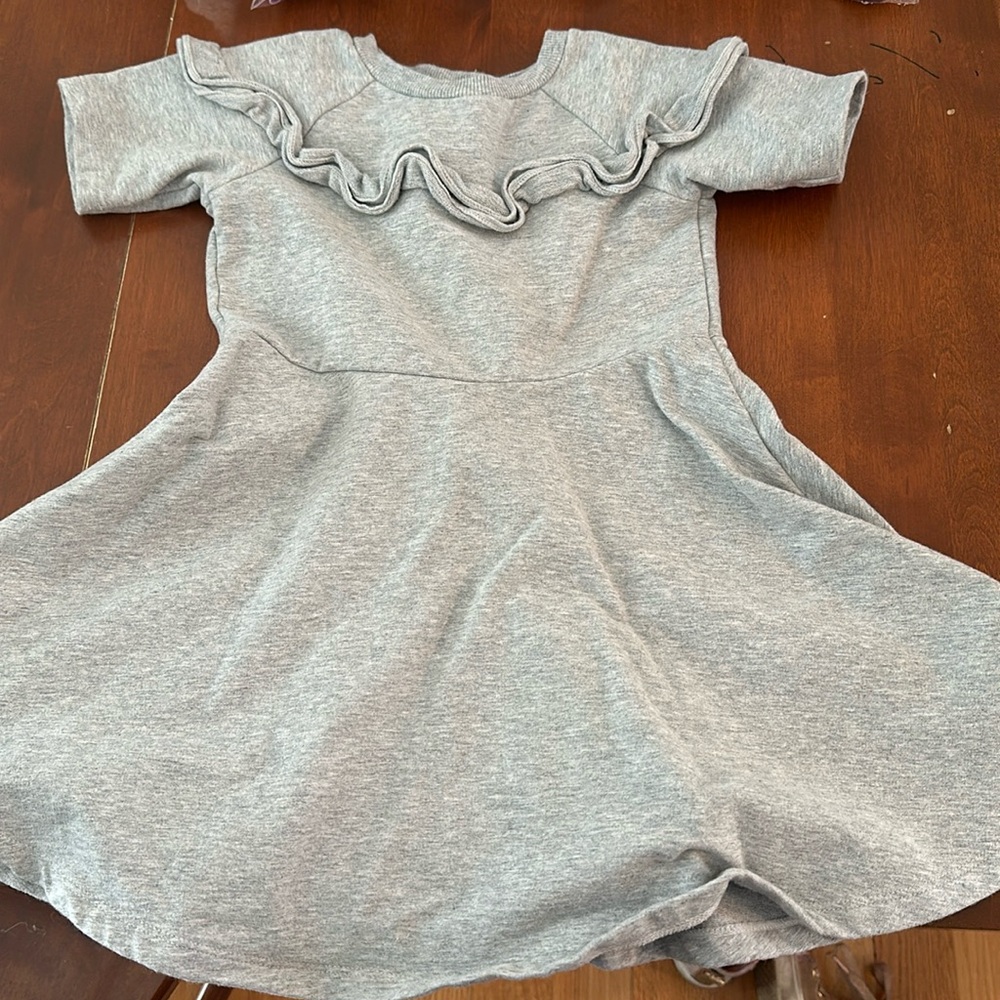 Grey ruffle short sleeve dress